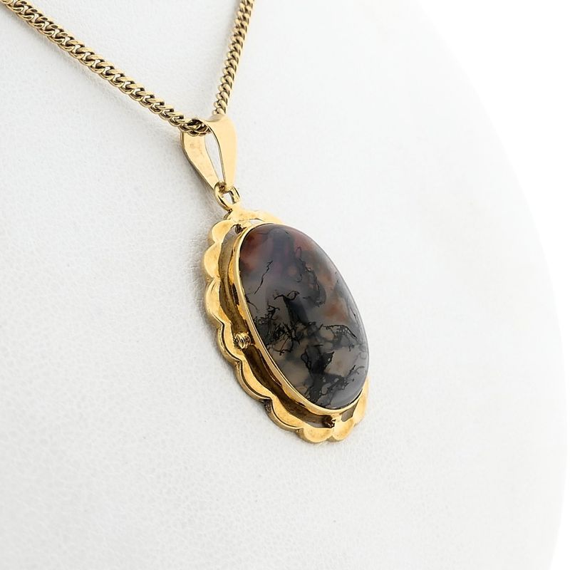 Afbeelding 6 van Gouden hanger met mosagaat