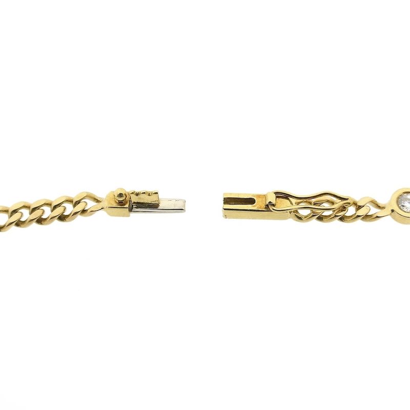 Image 5 of Gold flat gourmet link bracelet with 0.50 ct diamond.