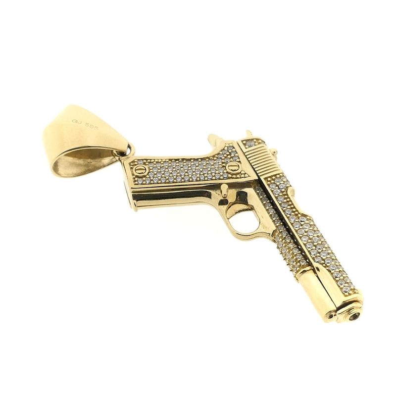 Image 8 of Gold pistol pendant with zirconia | Glock