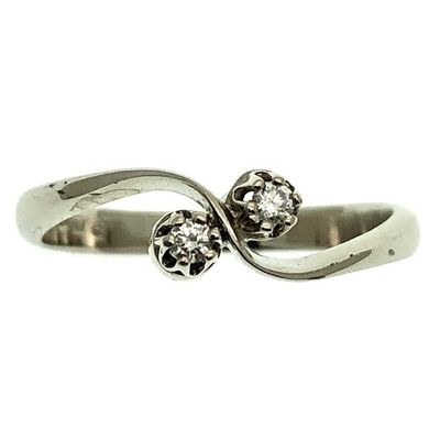 Image 2 of White gold ring set with two 0.06 ct. diamonds | Carnation