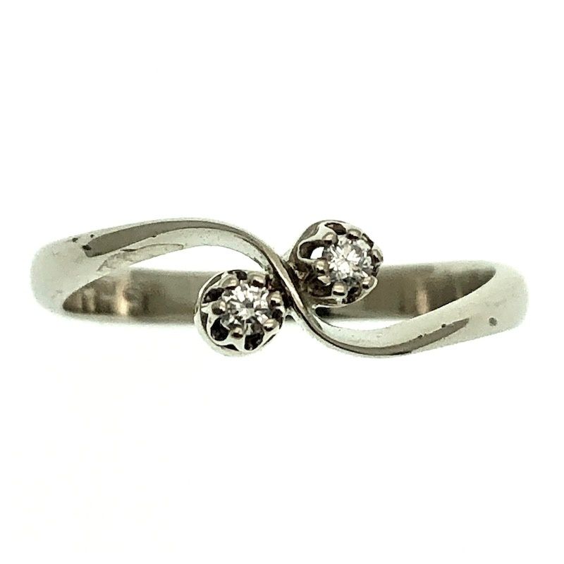Image 2 of White gold ring set with two 0.06 ct. diamonds | Carnation