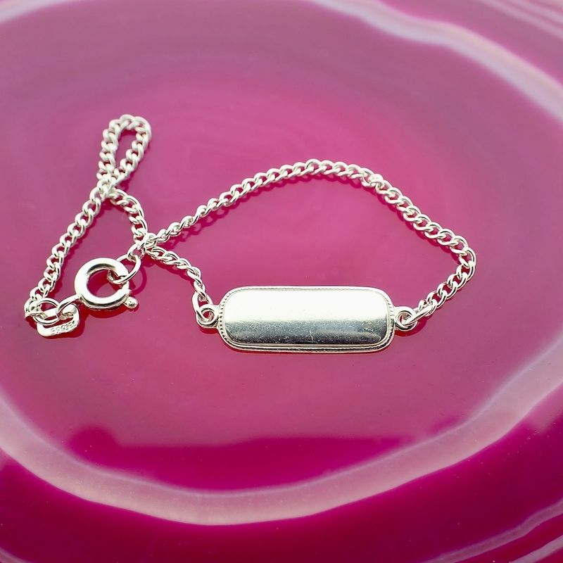 Image 3 of Silver gourmet link bracelet with engraving plate; Children