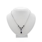 Image 1 of 18K white gold necklace with sapphire and diamond; 0.20 ct. | 44 cm