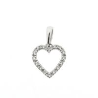 18-karat white gold heart pendant with 0.08 ct diamond