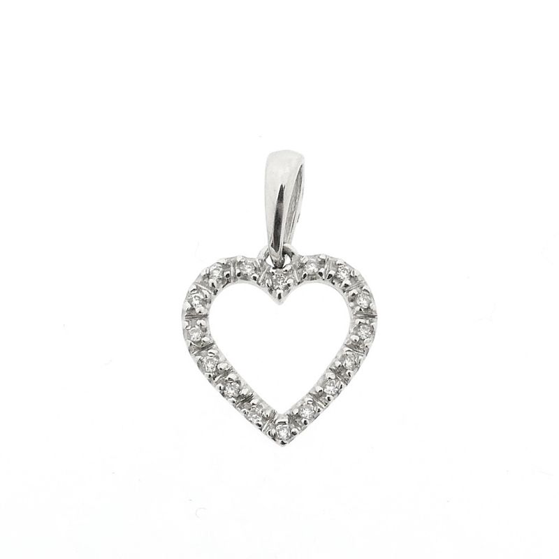 Image 1 of 18-karat white gold heart pendant with 0.08 ct diamond