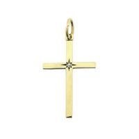 Gold pendant of a cross with diamond | 0.01 ct.