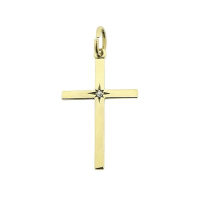 Image 1 of Gold pendant of a cross with diamond | 0.01 ct.