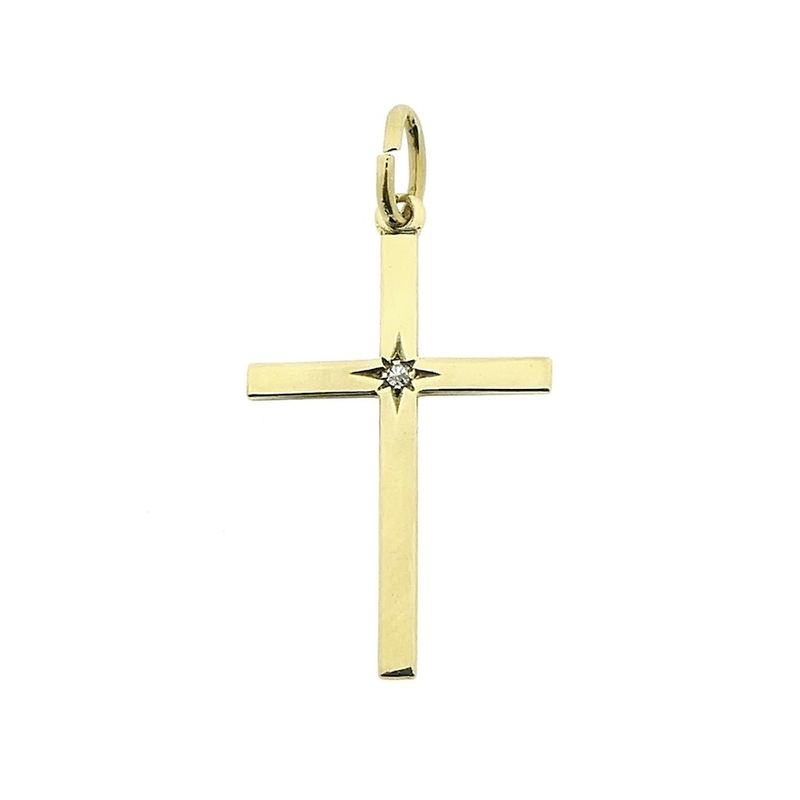 Image 1 of Gold pendant of a cross with diamond | 0.01 ct.