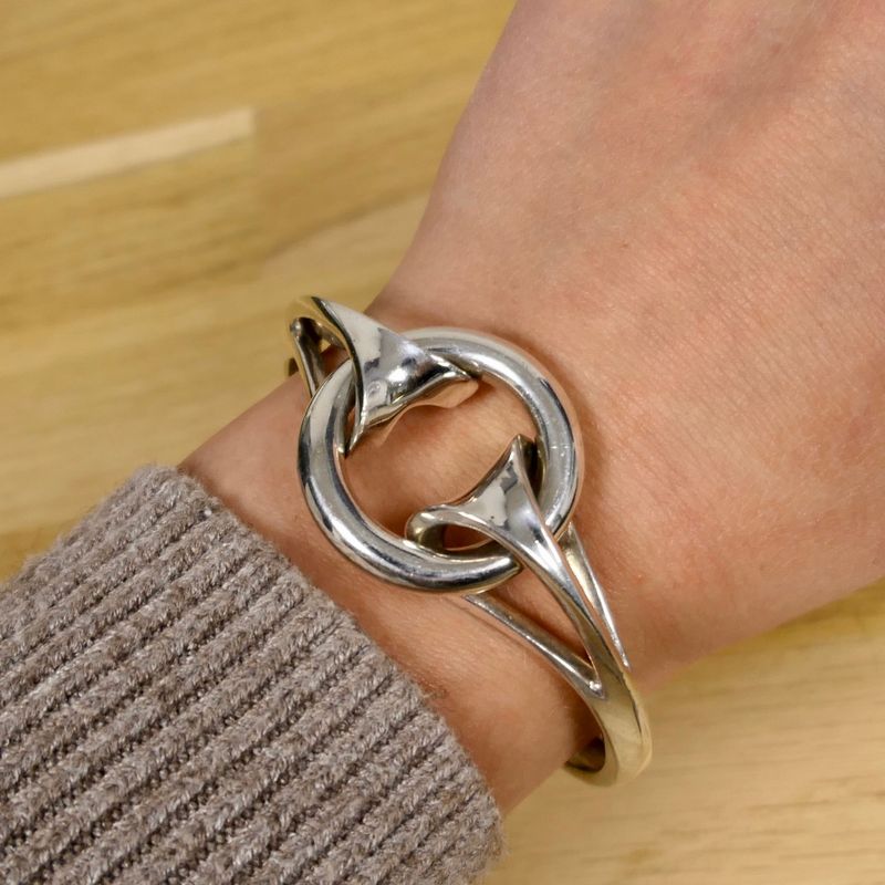 Image 12 of Silver Robust Fantasy Slave Bracelet; Size M