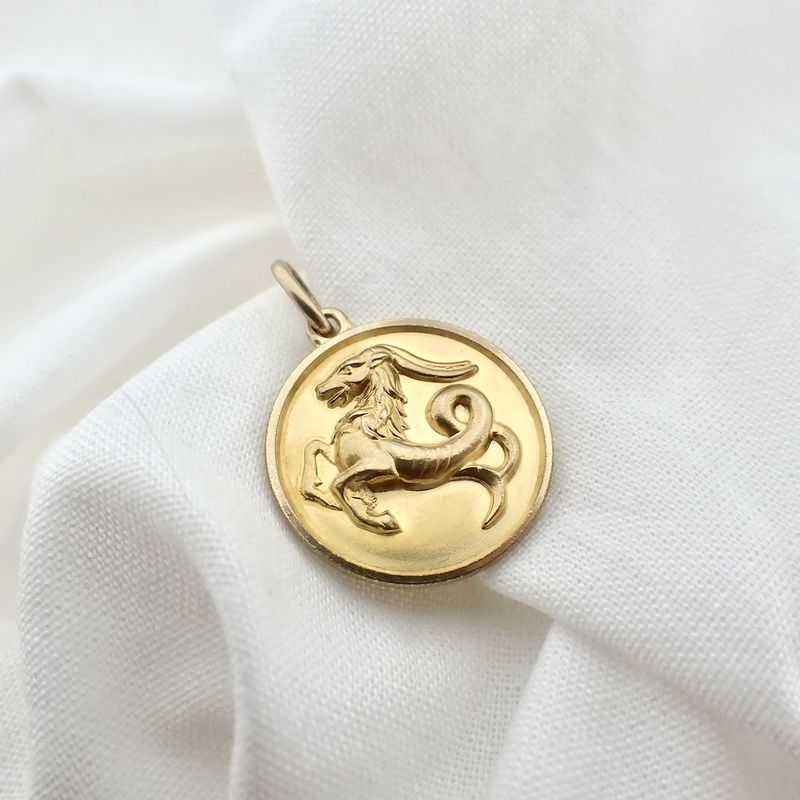Image 3 of Gold zodiac sign pendant; Capricorn.