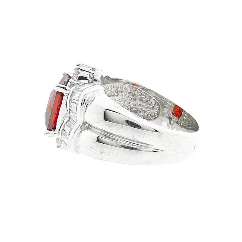 Image 7 of Silver cluster ring with red zirconia.