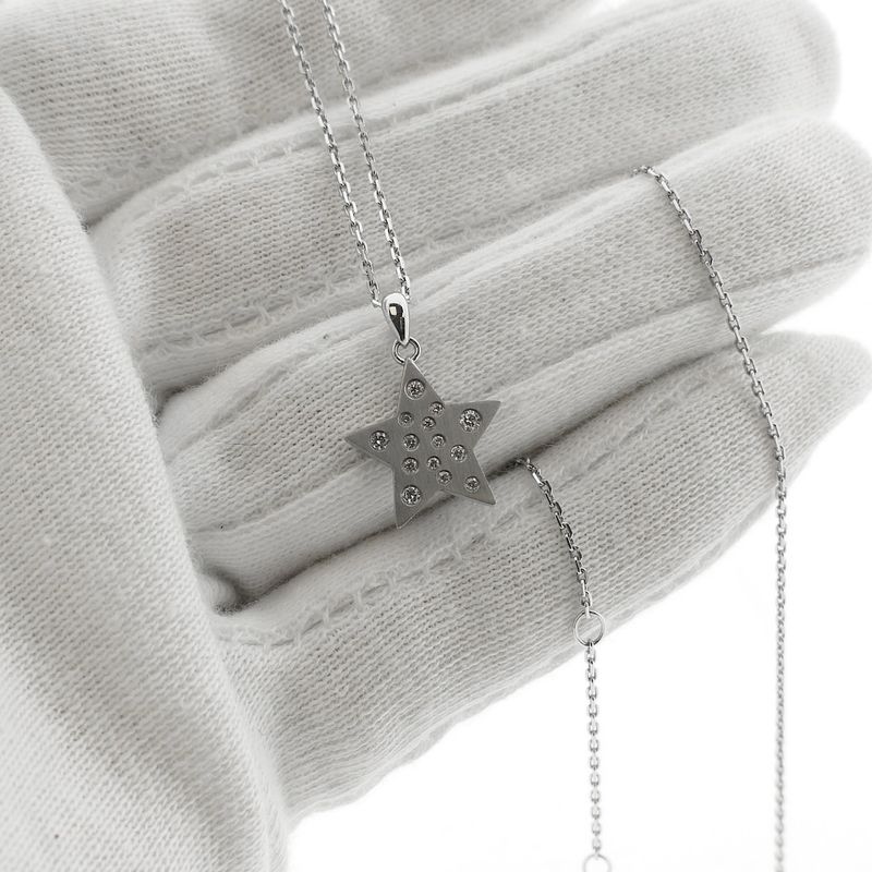 Image 8 of Platinum anchor link necklace with diamond star pendant