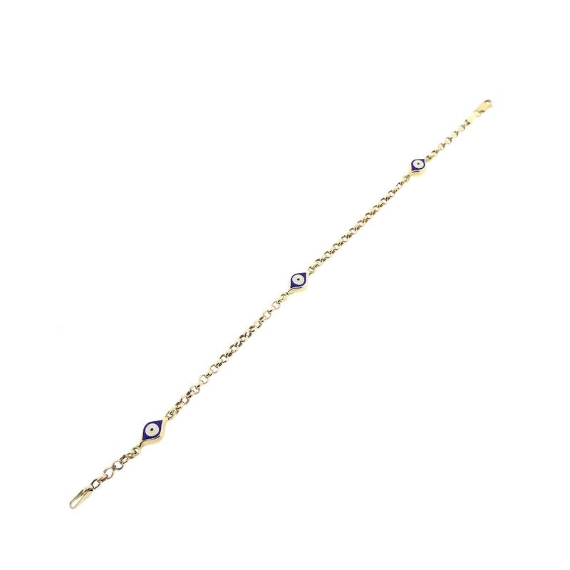 Image 8 of Two-tone gold jasseron link bracelet with Nazar (Lucky Eye); 19 cm | Midas