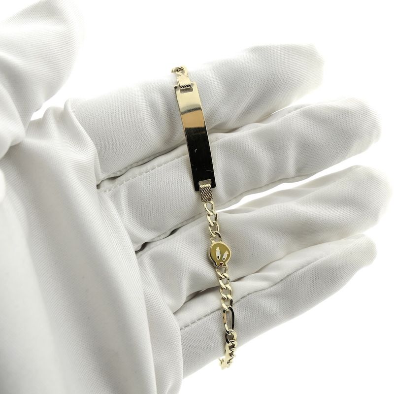 Image 5 of Gold Tweety children's bracelet with engraving plate | 16 cm