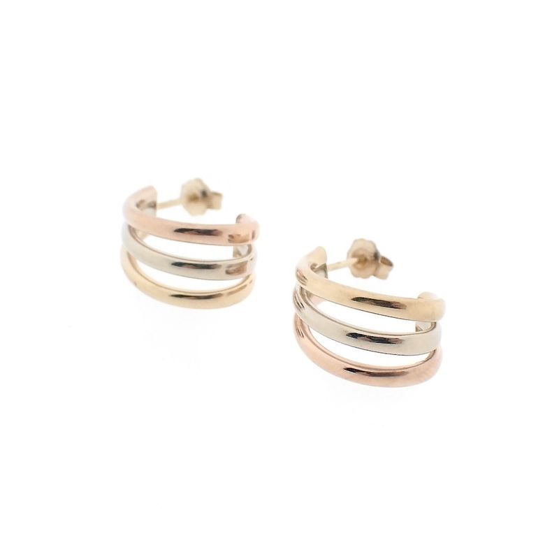 Image 3 of Tricolor gold stud earrings