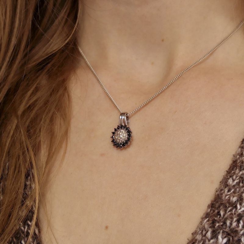 Image 7 of White gold entourage pendant with black diamond | 0.67 ct.