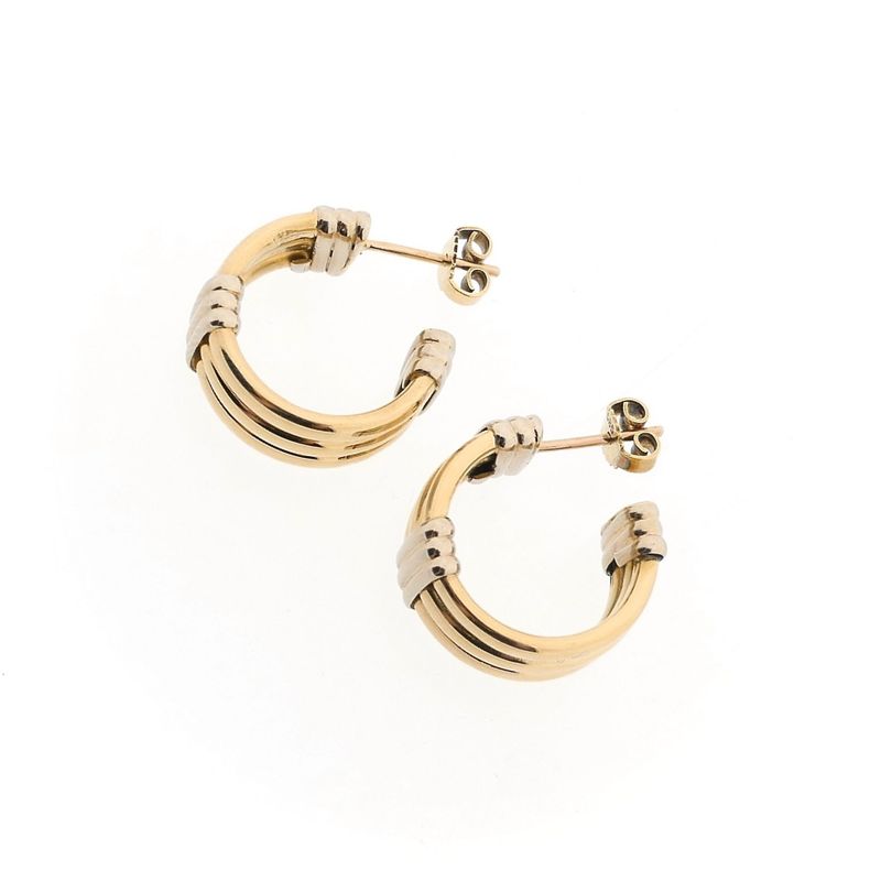 Image 6 of Two-tone gold earrings; Ø 19.7 mm