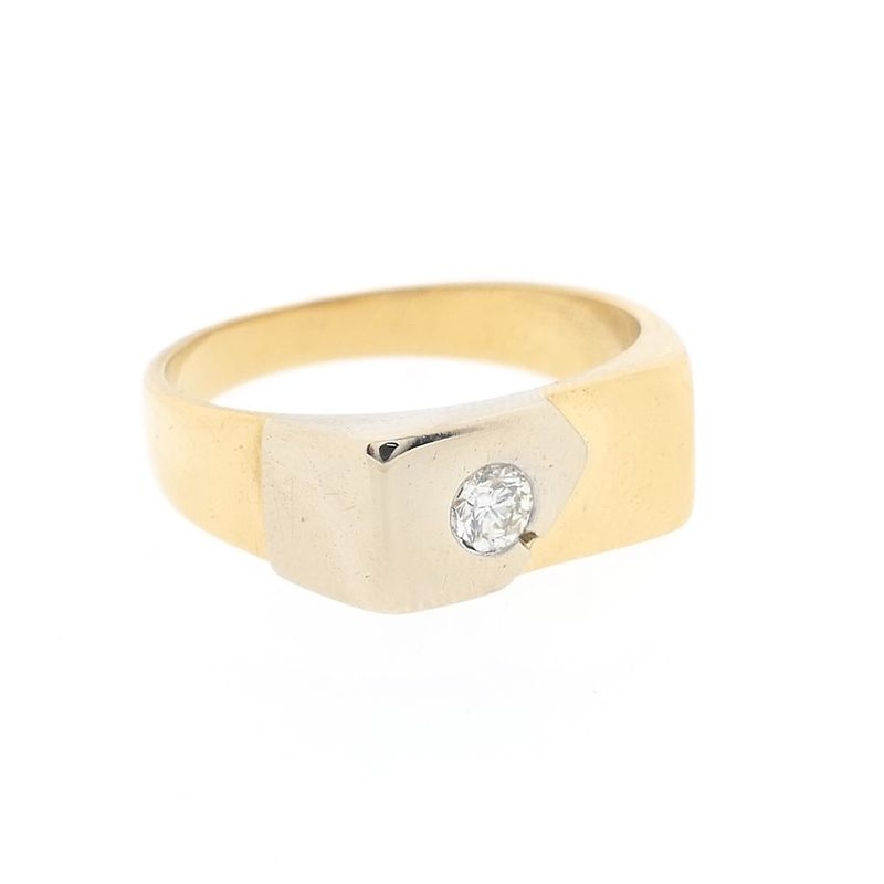 Image 5 of Two-tone gold men's ring with diamond; 0.18 ct.