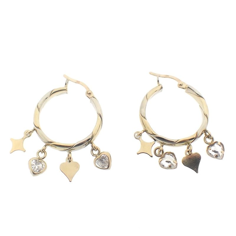 Image 8 of Two-tone gold earrings with charms and zirconia | Ø 23.0 mm