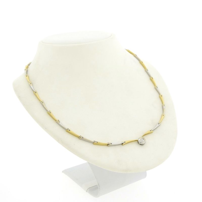 Image 3 of Two-tone gold necklace with diamond; 0.16 ct.