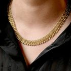 Image 8 of Gold gallery wire link necklace