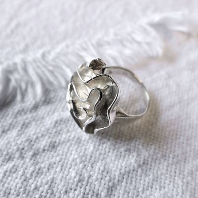 Image 2 of Silver ring with organic design