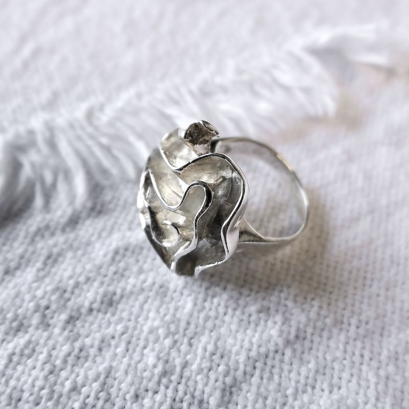 Image 2 of Silver ring with organic design