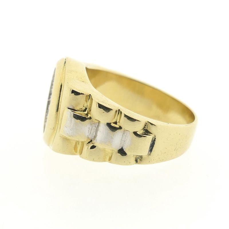 Image 7 of Two-tone gold men's ring with zirconia