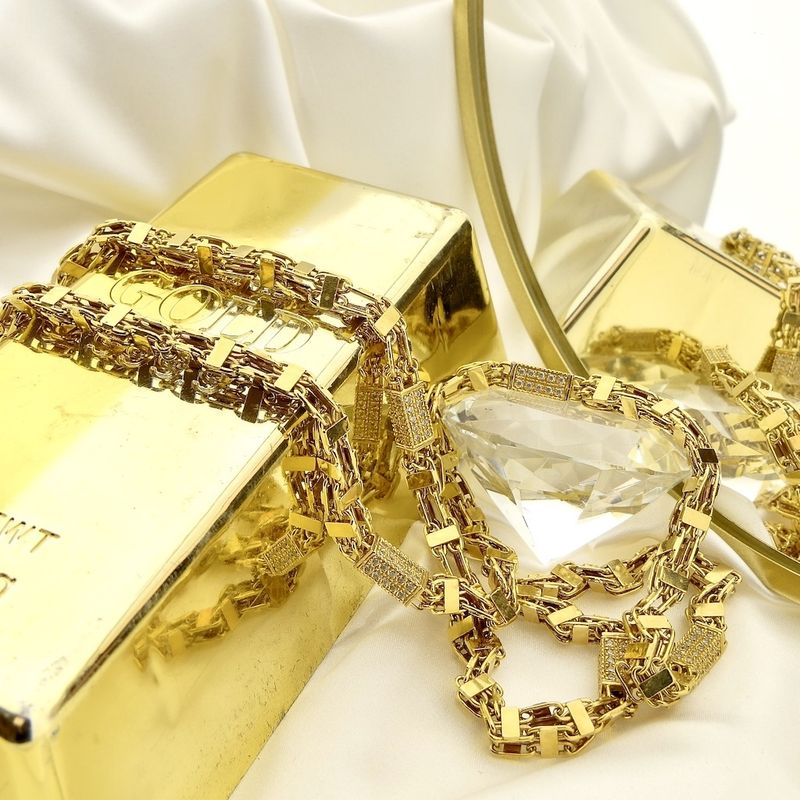 Image 10 of Long gold men's necklace with zirconia; Magnum chain