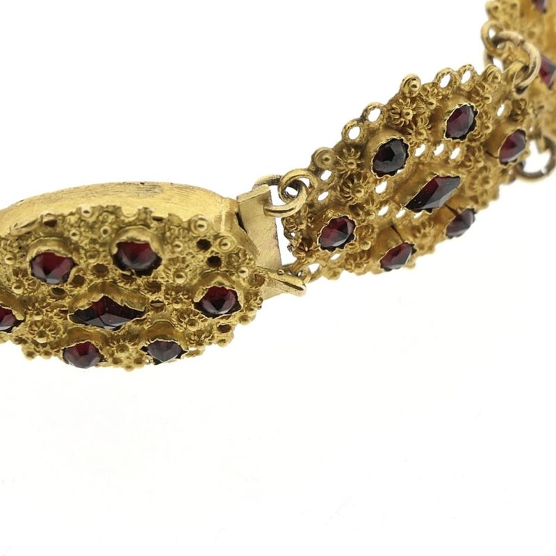 Image 5 of Vintage/antique gold boat bracelet with garnet | 20 cm