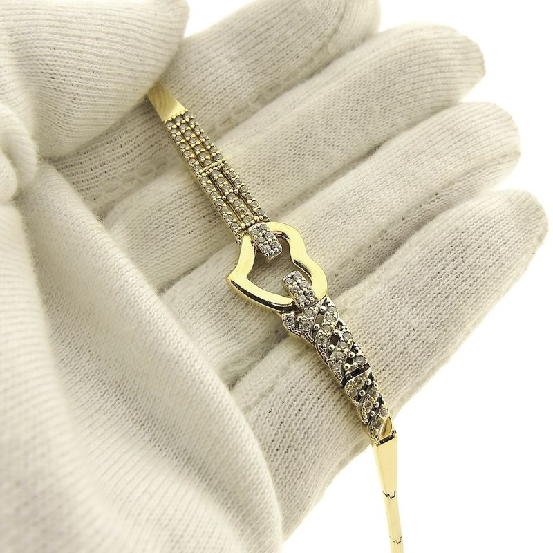 Image 6 of Gold heart bracelet with zirconia | 19 cm