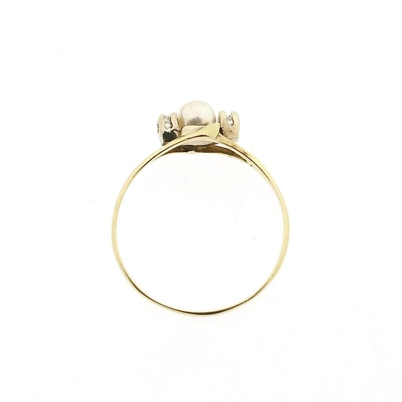 Image 5 of Gold Ring with Cultured Pearl & Zirconia