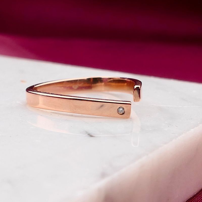 Afbeelding 2 van Jeunesse roségouden ring met diamant; 0,01 ct.