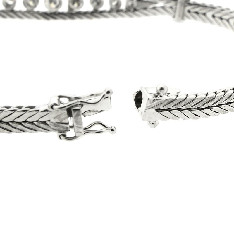 Image 6 of White gold herringbone link bracelet with diamonds