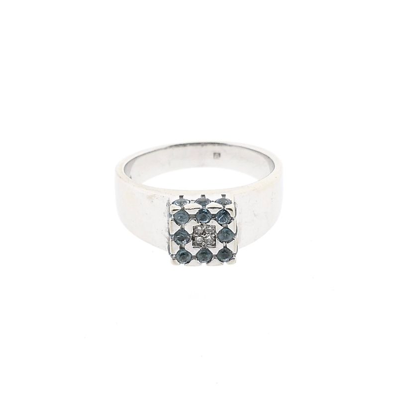 Image 3 of White gold ring with aquamarine and diamond; 0.04 ct.; 14 karat; size 17.5