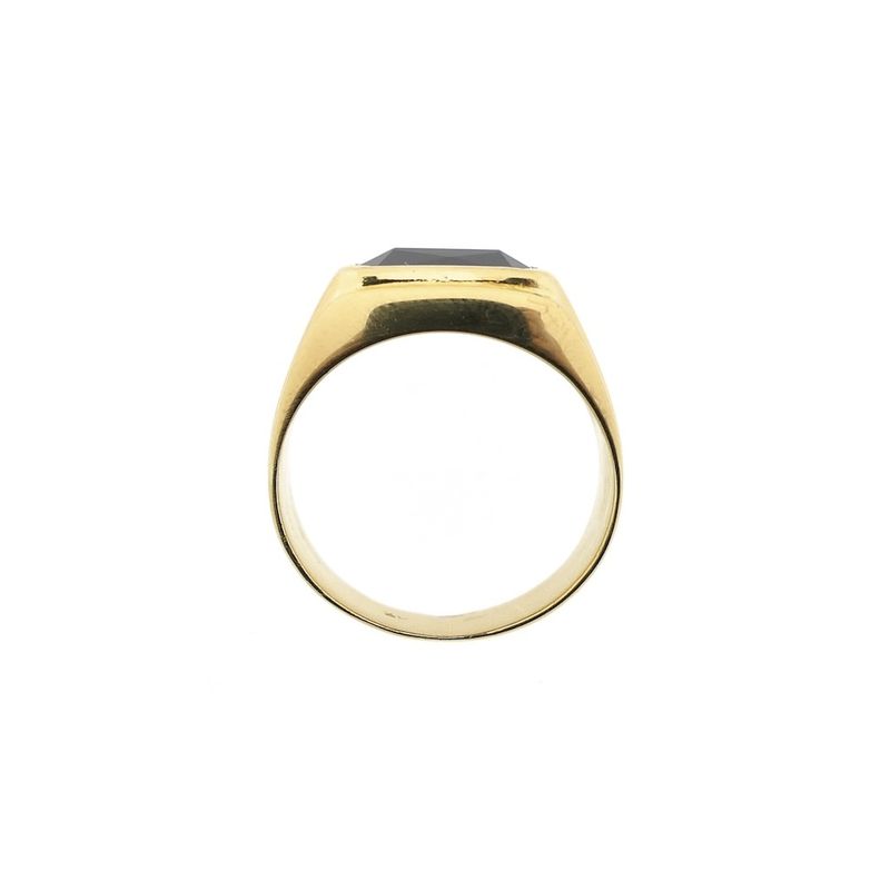 Image 4 of Gold men's signet ring with onyx; pinky ring