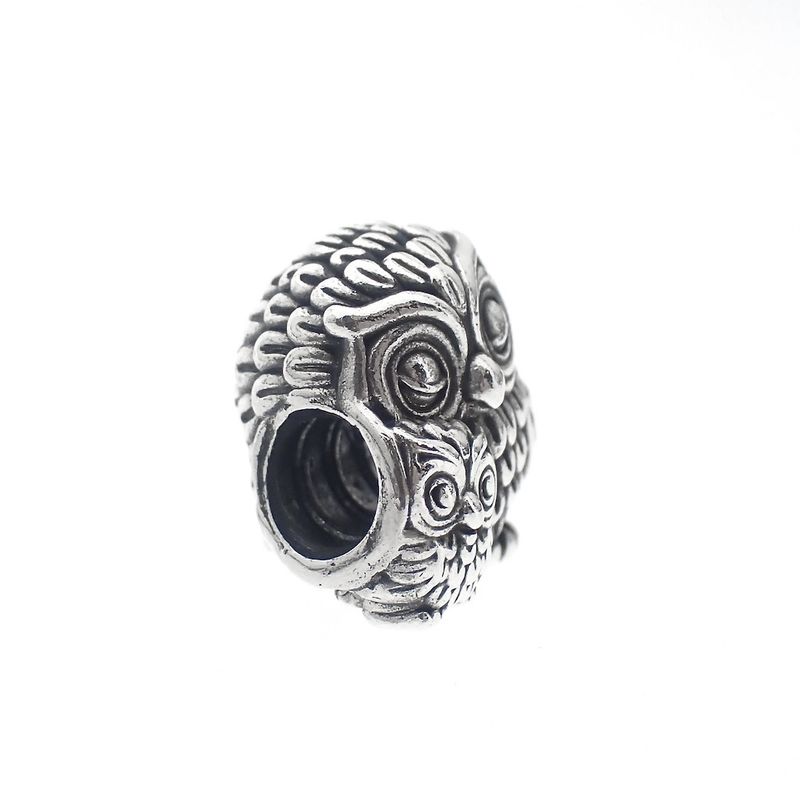Image 3 of Pandora Moments charm; Silver; Mother and baby owl
