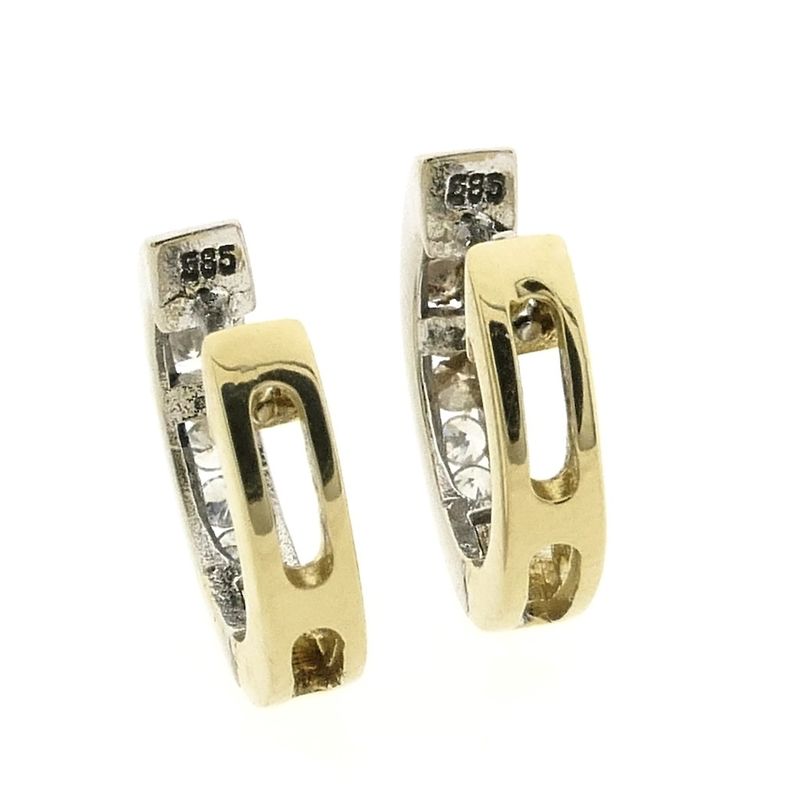 Image 8 of Two-tone gold hoop earrings with zirconia; Ø 15.1 mm