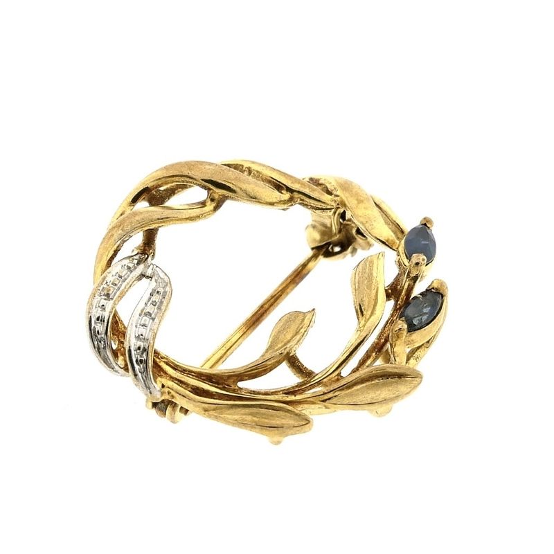 Image 3 of floral brooch with sapphire