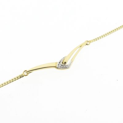 Gold necklace with fixed pendant and diamond; 0.005 ct. Image 2 of Gold necklace with fixed pendant and diamond; 0.005 ct.