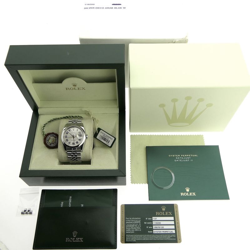 Image 4 of Rolex Datejust 'Deco Blue Arab' 116200; Automatic watch