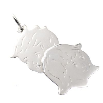 Image 2 of Silver charm; Children's heads (boy and girl)