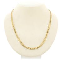 Long gold flat gourmet link necklace