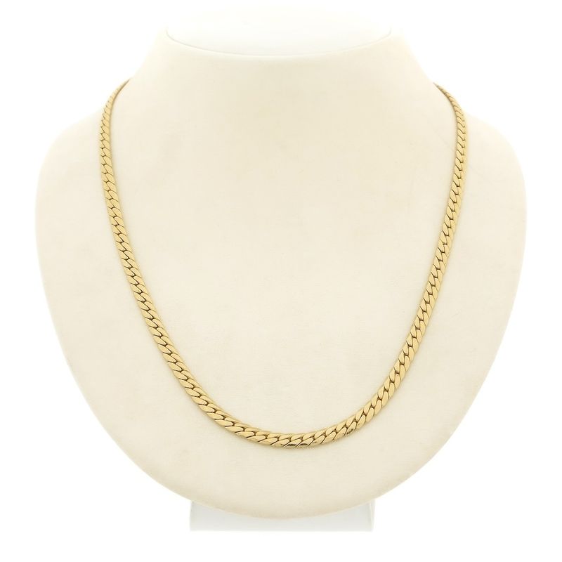 Image 1 of Long gold flat gourmet link necklace