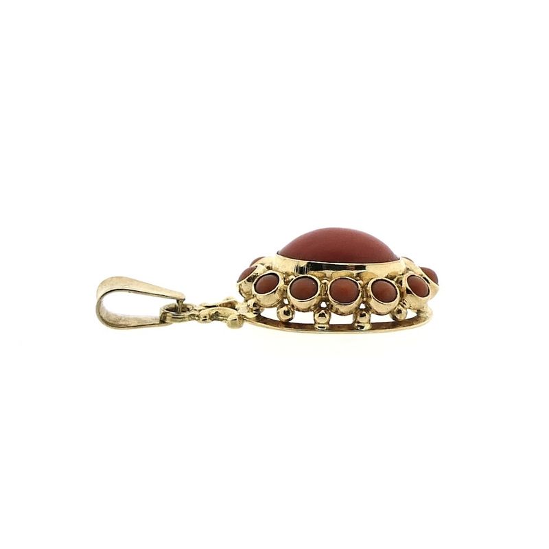 Image 3 of Antique gold pendant with blood coral