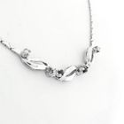 Image 7 of White gold necklace with fixed pendant of sapphires and diamonds; 0.14 ct.