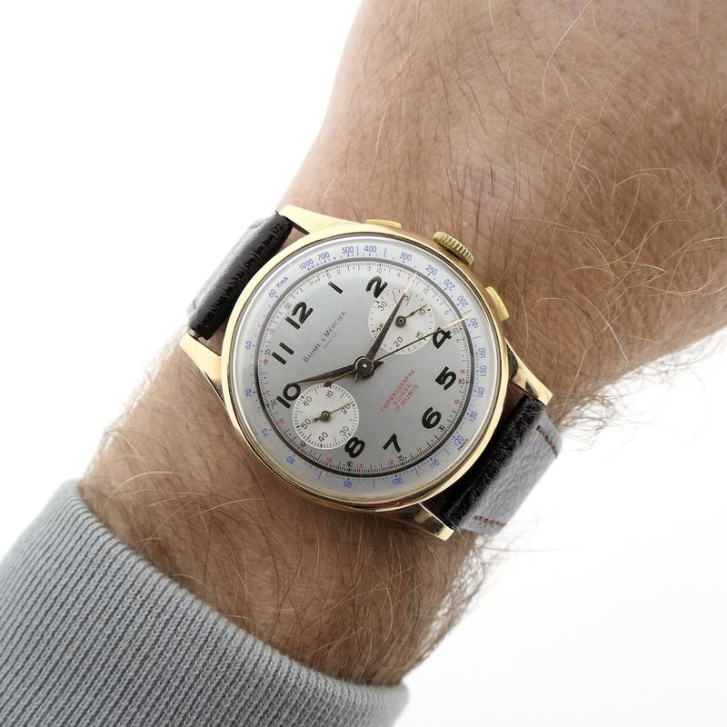 Image 14 of Baume Mercier Vintage Chronograaf; 18k. gouden heren horloge