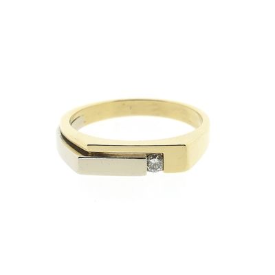 Image 2 of Two-tone gold ring with diamond; 0.03 ct.