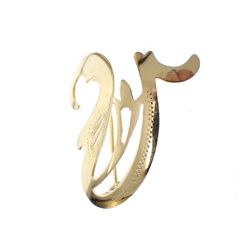 Image 1 of Vintage gold brooch; letter V