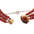 Image 4 of Blood coral bead necklace with gold clasp; Antique | 38 cm